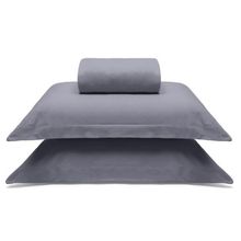 Jogo de Cama Buettner Queen Malha 100% Algodao Liso 3 Peças Image Cinza