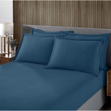 Jogo de Cama Buettner King Malha 100% Algodao Liso 3 Peças Image Azul