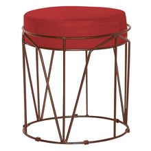 Puff Decorativo Sala de Estar Base Bronze Chloe Suede Vermelho - Gran Belo