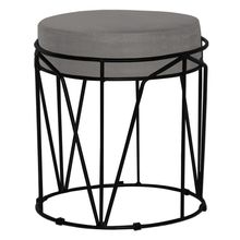 Puff Decorativo Sala de Estar Base Preto Chloe Veludo Cinza - Gran Belo