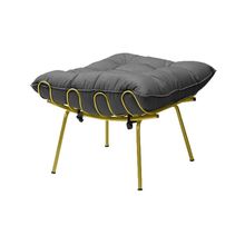 Puff Decorativo Sala de Estar Abel Pés Dourado Suede Cinza - Gran Belo