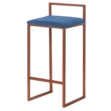 Banqueta Decorativa Jasmine Base Bronze Suede Azul Marinho - Gran Belo