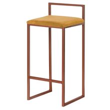 Banqueta Decorativa Selena Base Bronze Suede Mostarda - Gran Belo