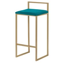 Banqueta Decorativa Selena Base Gold Suede Azul Claro - Gran Belo