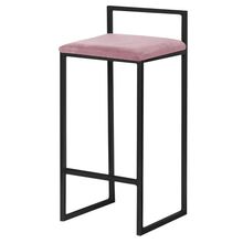 Banqueta Decorativa Jasmine Base Preto Veludo Rosê - Gran Belo