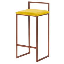 Banqueta Decorativa Selena Base Bronze Suede Amarelo - Gran Belo