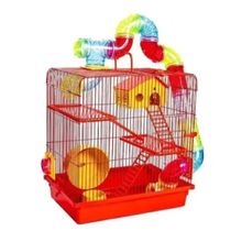 Gaiola Hamster Roedores 3 Andares Tubo Super Luxo Vermelha