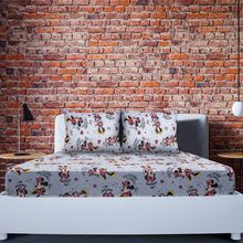 Jogo de Cama Portallar Casal Malha Mista Estampado Disney Minnie Sparkly 3 Pçs Cinza