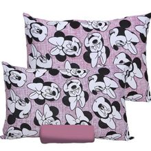 Jogo de Cama Portallar Casal Malha Mista Disney Minnie Tex 3 Pçs Rose