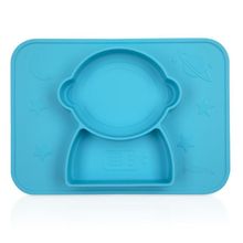 Pratinho de Silicone com base de sucção e divisórias Azul - Nuby