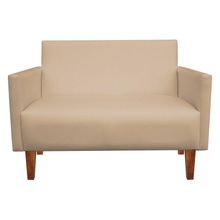 Namoradeira Jade 02 Lugares Corino Bege Pés Chanfrado Castanho - D'Rossi
