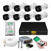 kit 8 Camera de Seguranca Intelbras 2mp 1220b Dvr 8 Canais Multi Hd