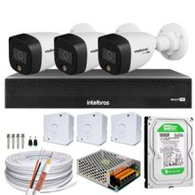 3 Câmeras Intelbras VHD 1220B Full Color Dvr 1004-c C/HD 500GB