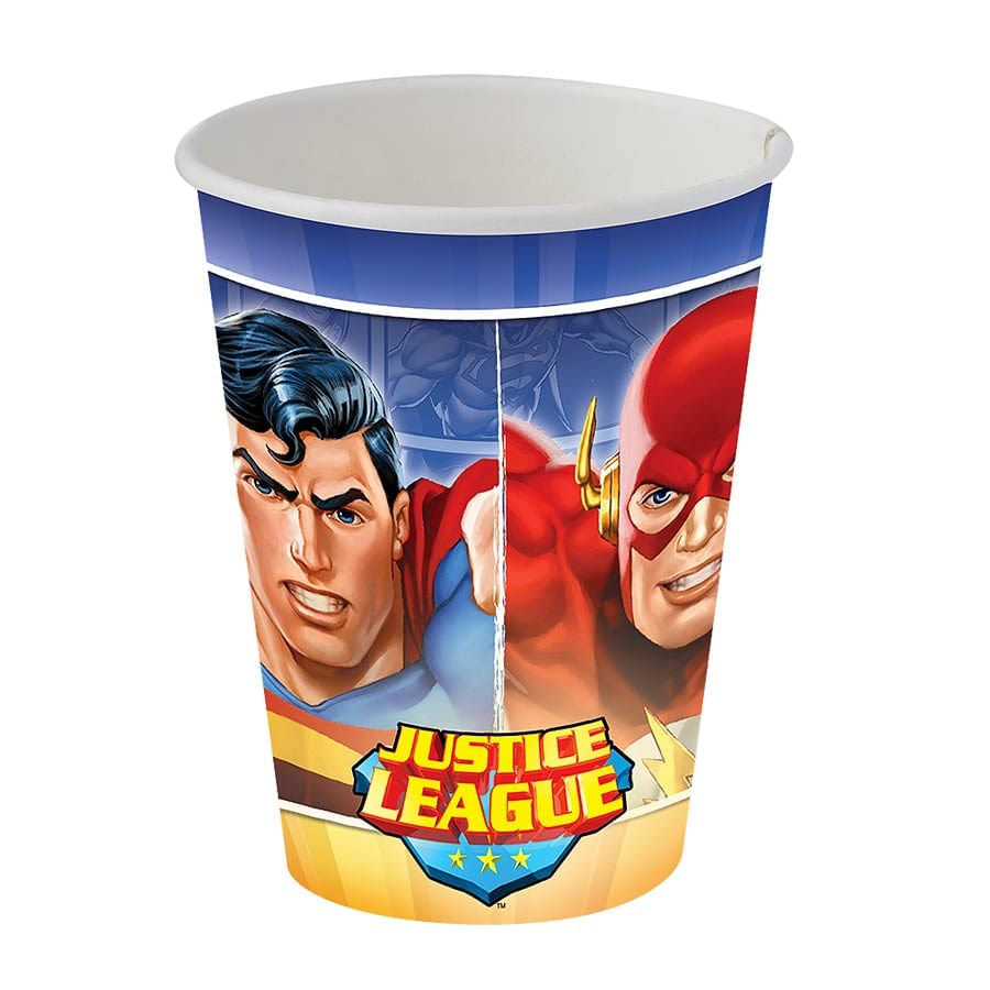 Encontraproduto.com.br - Copo Papel 200 ML 8 Unidades - Liga da Justiça - Festcolor