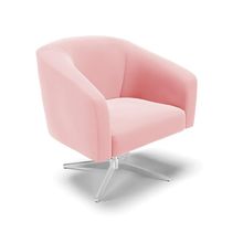 Poltrona Giratória Stella Suede Rosa Bebê Base Cromada - D'Rossi