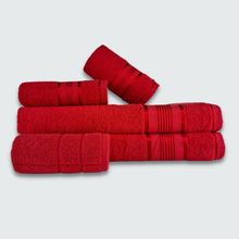 Jogo de Toalha Banho Gigante 5 Peças Egito 100% Algodão Vermelho