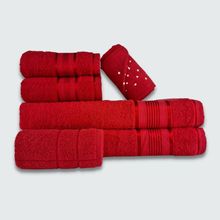 Jogo de Toalha Banho Gigante 6 Peças Egito 100% Algodão Vermelho