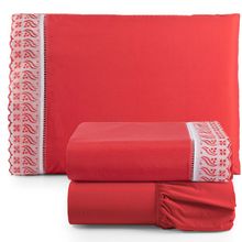 Jogo de Lençol Suave Lese Percal 180 Fios Solteiro  3 Peças Barato - Vermelho