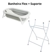 Banheira Dobrável Flex com Suporte (Cinza) - Kiddo