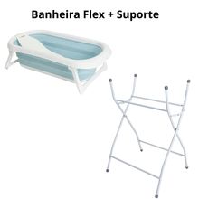 Banheira Dobrável Flex com Suporte (Azul) - Kiddo