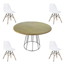 Conjunto Mesa de Jantar com 4 Cadeiras Garabit/Telaio Branco/Castanho - Gran Belo