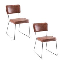 Kit 2 Cadeiras de Jantar Decorativa Base Aço Preto Luigi PU Caramelo - Gran Belo