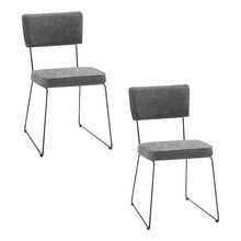 Kit 2 Cadeiras de Jantar Decorativa Base Aço Preto Luigi Linho Cinza - Gran Belo