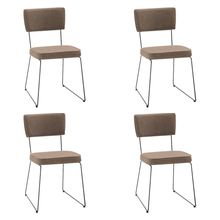 Kit 4 Cadeiras de Jantar Decorativa Base Aço Preto Luigi Linho Bege - Gran Belo