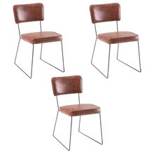 Kit 3 Cadeiras de Jantar Decorativa Base Aço Preto Luigi PU Caramelo - Gran Belo