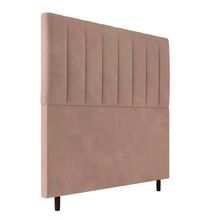 Cabeceira Decorativa Udine Casal 140cm Veludo Bege - Gran Belo