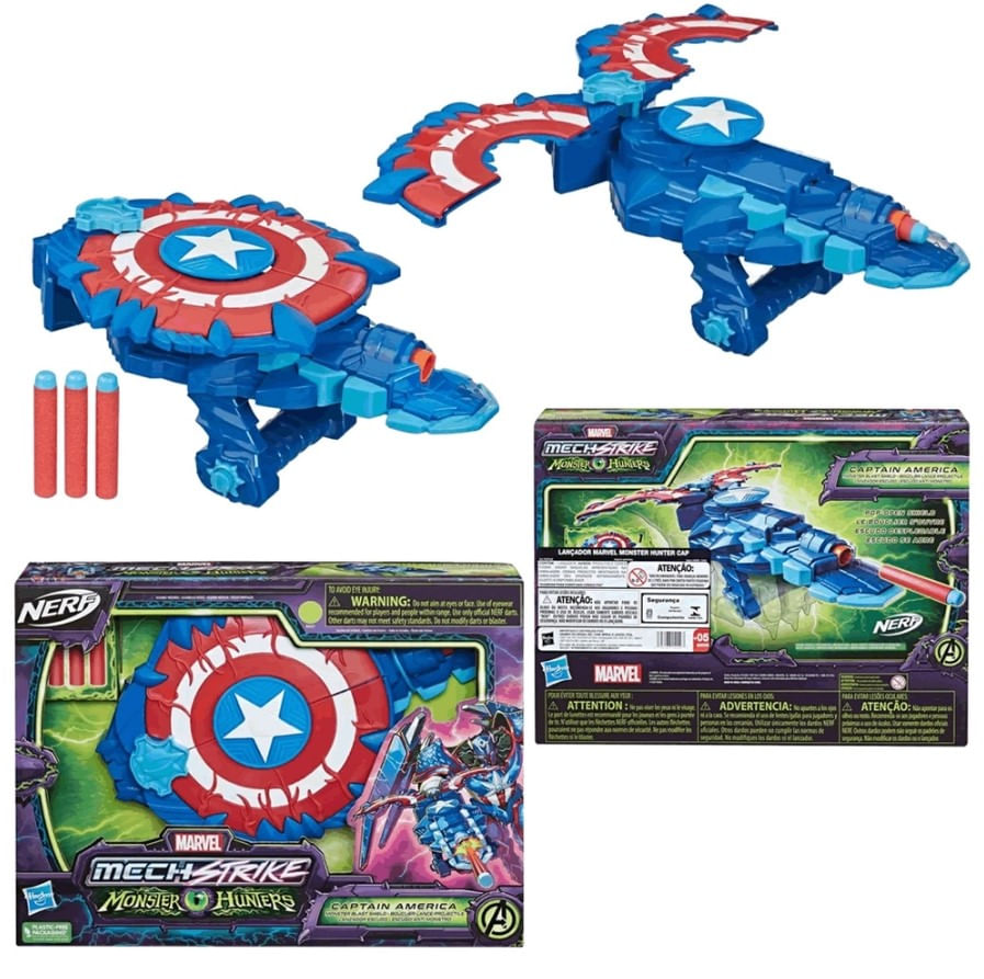 Nerf Escudo Monster Hunters Capitão América Hasbron F4377 Shop