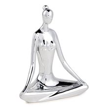 Escultura Decorativa de Yoga em Porcelana 19x15,5x7,5 Prata - Gran Belo