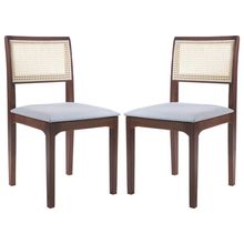 Kit 02 Cadeiras Sala de Jantar Madeira Maciça Nivea Tela Rattan Sextavano Linho Cinza/Amêndoa G55 - Gran Belo