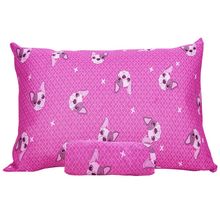 Jogo de Cama Solteiro Portallar Malha Misto Estampado Bulldog Frances 2 Pçs com Elastico Pink