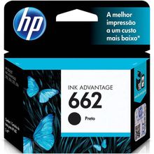 Cartucho Original HP 662 Preto 2ML Para Hp 2516, 3516, 3546, 2546, 1516, 4646, 2646 - CZ103AB