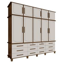 Guarda Roupa 10 Portas e 12 Gavetas Nicolau Malbec/Off White - Gran Belo