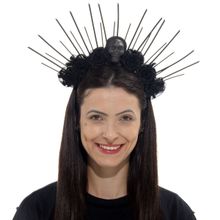 Tiara Arquinho Preta Flores Acessório Halloween Abrakadabra