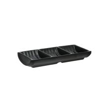 Prato para Sushi com 3 Divisórias Preto 18X8 cm