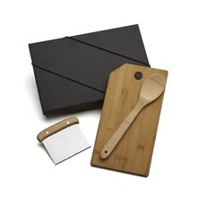Kit Para Cozinha Em Bambu - Inox Com Espátula Multiuso - 3 Peças