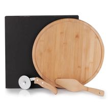 Conjunto Para Pizza Em Bambu Napoli 35 Cm - 3 Peças