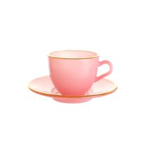 Xicara Café Matte Rosa com Borda Dourada 85Ml 4 Peças