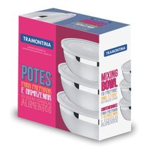 Jogo com 3 Potes Tramontina Freezinox e tampa plástica