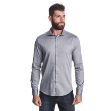 Camisa Slim Masculina  Manga Longa Padronagem Chevron Convicto