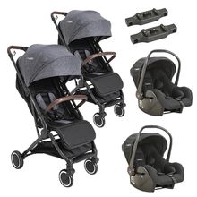 Carrinhos Sprint II Melange Grafite + Bebê conforto e Conectores - Kiddo