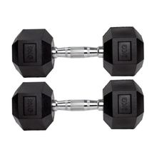 Par Halteres 9+9kg Sextavado Emborrachado Cromado Gallant