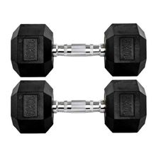 Par Halteres 10+10kg Sextavado Emborrachado Cromado Gallant