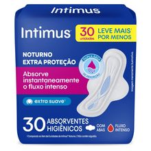 Absorvente Intimus Noturno Cobertura Suave com Abas 30 Unidades