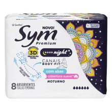 Absorvente Sym Premium Noturno Cobertura Suave Com Abas 8 Unidades
