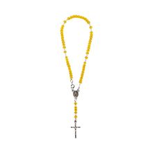 Terço Miçanga Amarelo com Fecho Nossa Senhora das Graças Pequeno 3mm