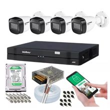 Kit 4 Camera de Seguranca Intelbras Bullet 30m vhd 1130b Externa Dvr 4 canais multi hd
